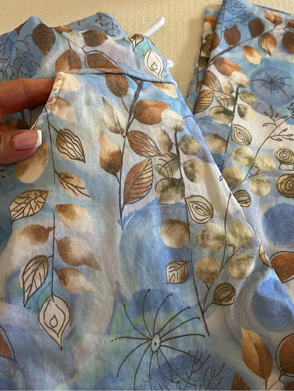 Women’s The One Italian Made Blue Floral Drawstring Stretch Pants L - Picture 8 of 11